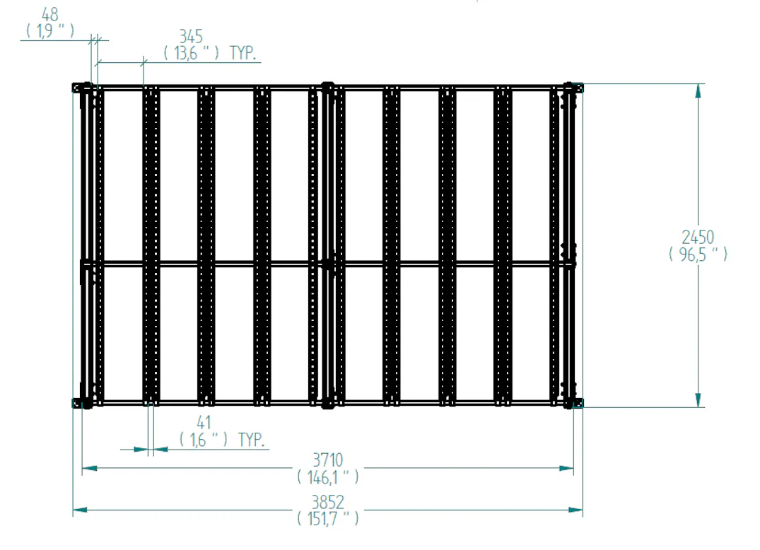 High Flow Rack Drawing Flow Rack - 2450 x 3710 mm | FlexQube