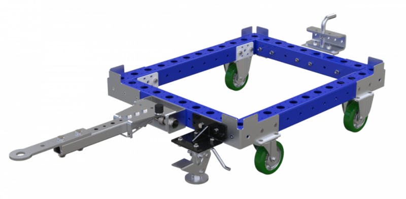 Small modular tote dolly with tow bar