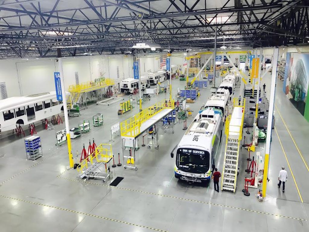 FlexQube carts at a bus factory