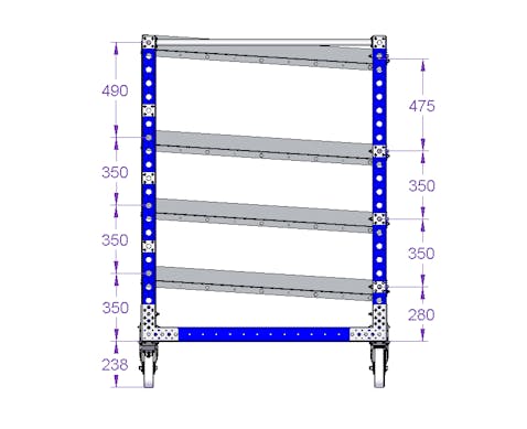 Flow shelf cart 1400 x 1260 mm