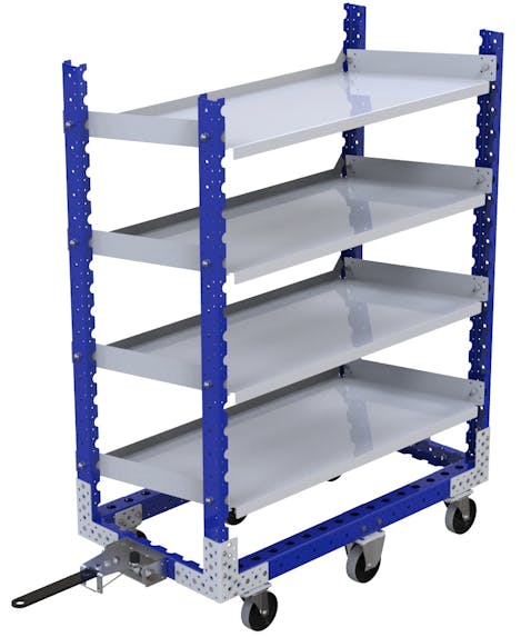 Modular & industrial material handling tugger flow shelf cart by FlexQube