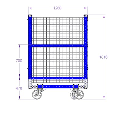 Flat Shelf Cart with Fence 1260 x 840 mm