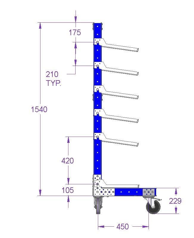 Removable Flow Shelf Cart - 910 x 560 mm