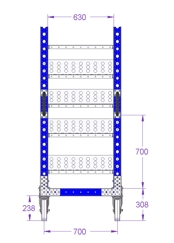 Shelf Cart W Dividers - 1260 x 770 mm