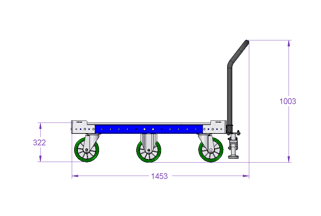 Push Cart 50 x 50 inch with Handle Bar and Floor Brake