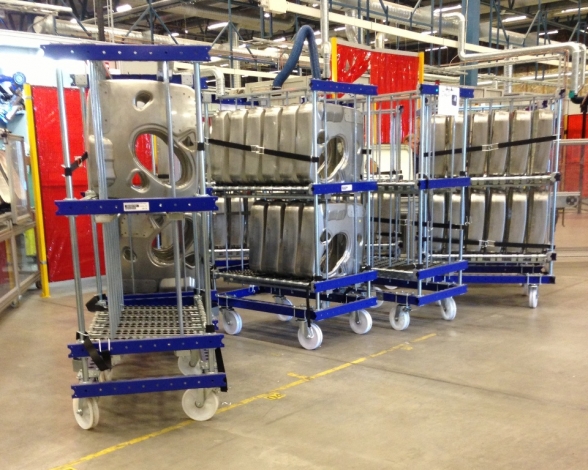 Kit Cart with Rollers and Dividers