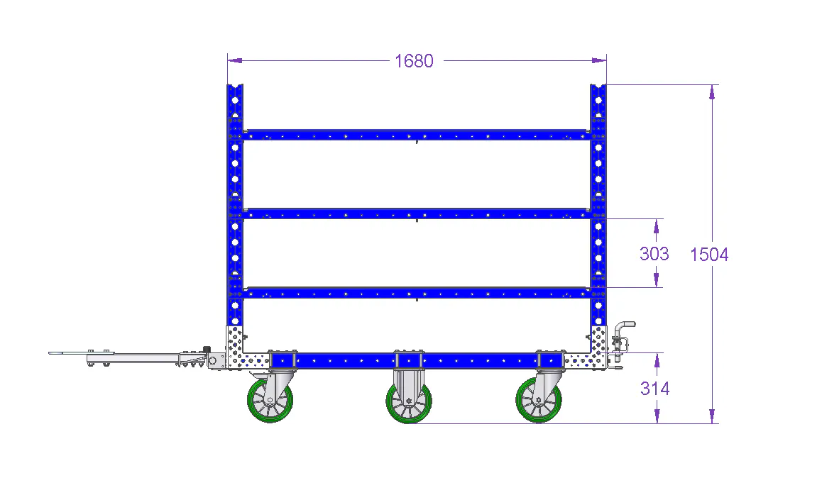 Flat Shelf Cart 66 x 33 inch (1680 x 840 mm)