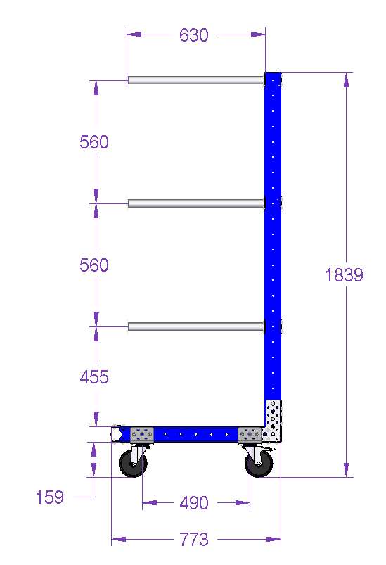 Cart With Horizontal Hangers-770 x 490 mm