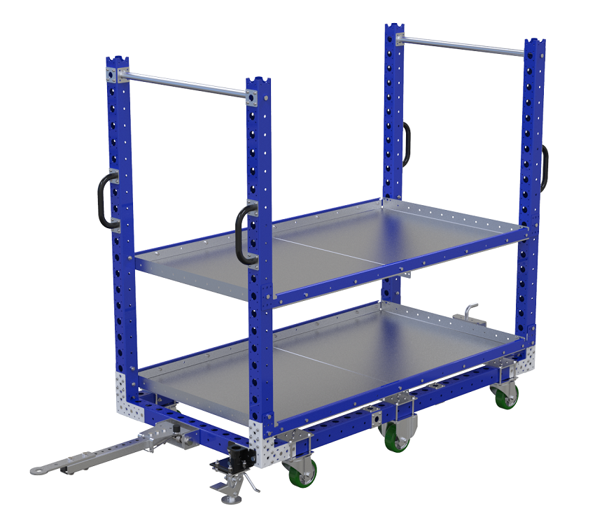 Flat Shelf Tugger Cart 70 x 36 inch - 2 Shelves