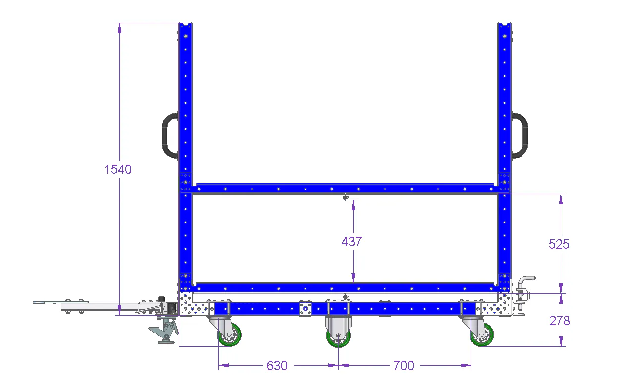 Flat Shelf Tugger Cart 70 x 36 inch - 2 Shelves
