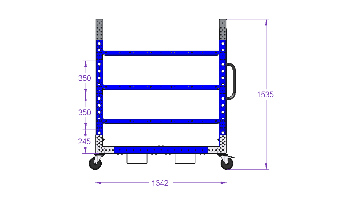Daughter Cart (700 x 1330 mm) with Flat Shelves