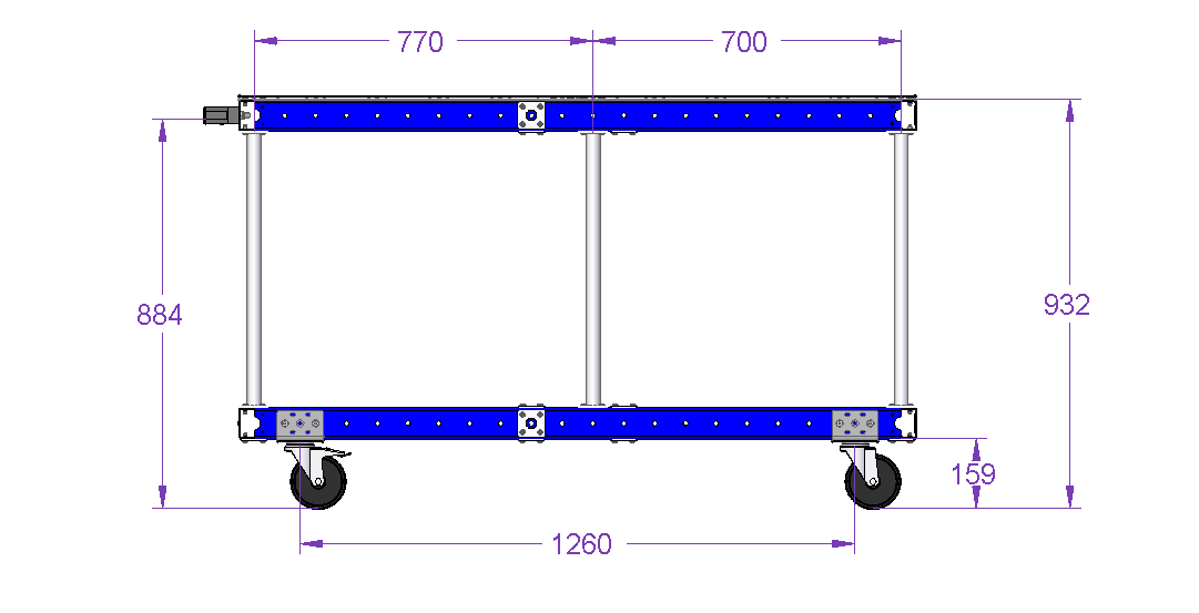 Assembly Cart with Flat Deck 1540 x 770 mm