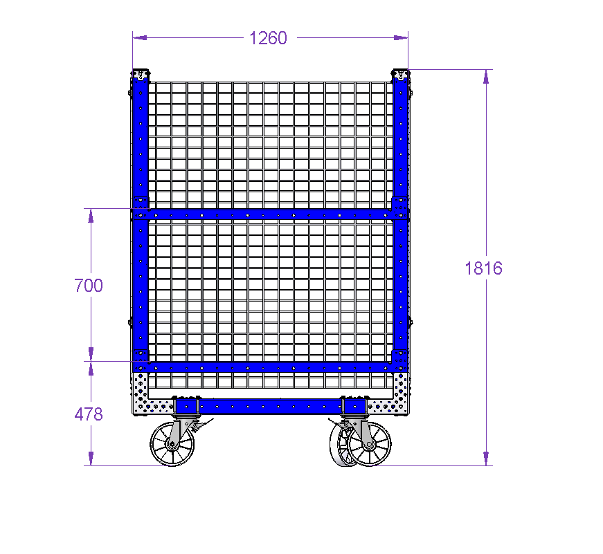 Flat Shelf Cart with Fence 1260 x 840 mm