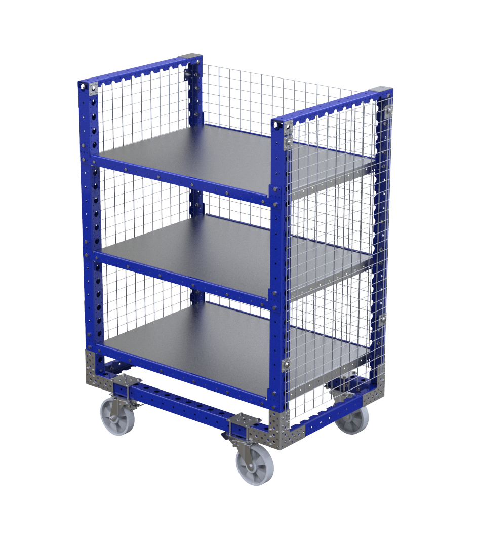 Flat Shelf Cart with Fence 1260 x 840 mm