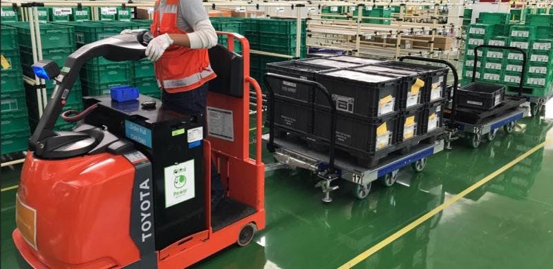 a guide to successful material handling tugger train pallet carts