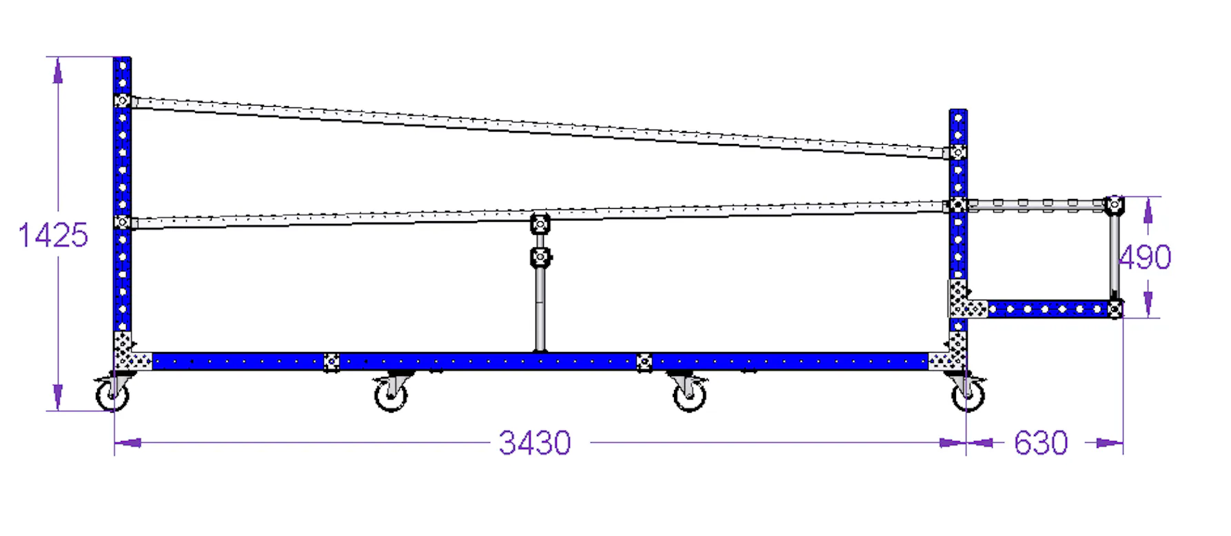 Flexroller Rack Roller Track Rack 3430 x 560 mm | FlexQube