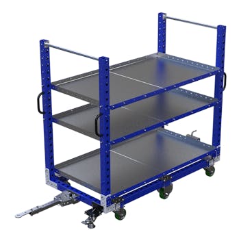 Flat Shelf Tugger Cart 70 x 36 inch - 3 Shelves