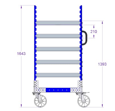 E-frame compatible Shelf Cart for Totes and Bins