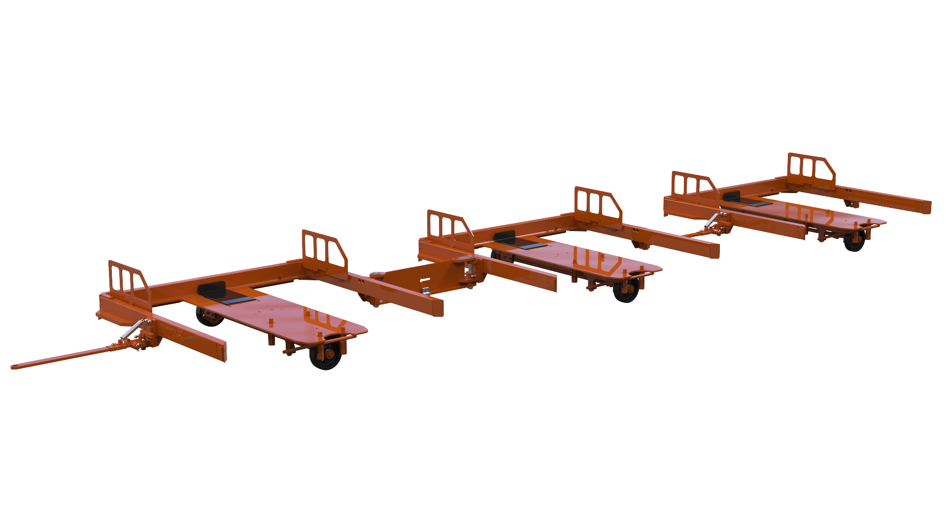LiftRunner E Frame - Tugger Train System without FlexQube Pallet Carts in a train