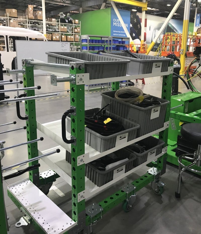 FlexQube kit cart at a bus manufacturer