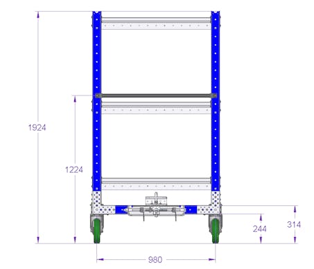 Flat Shelf Cart 55 x 41 inch