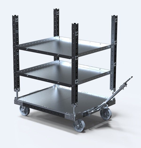FlexQube Material Handling shelf cart with tow bar