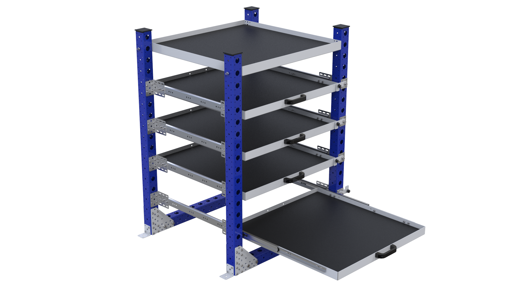 Extendable shelf rack to ease the product presentation for operators. 