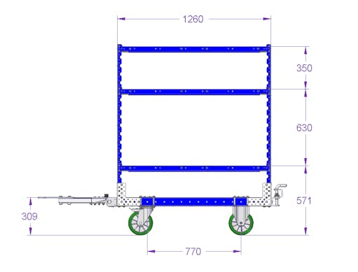 Flat Shelf Cart 1260 x 700 mm