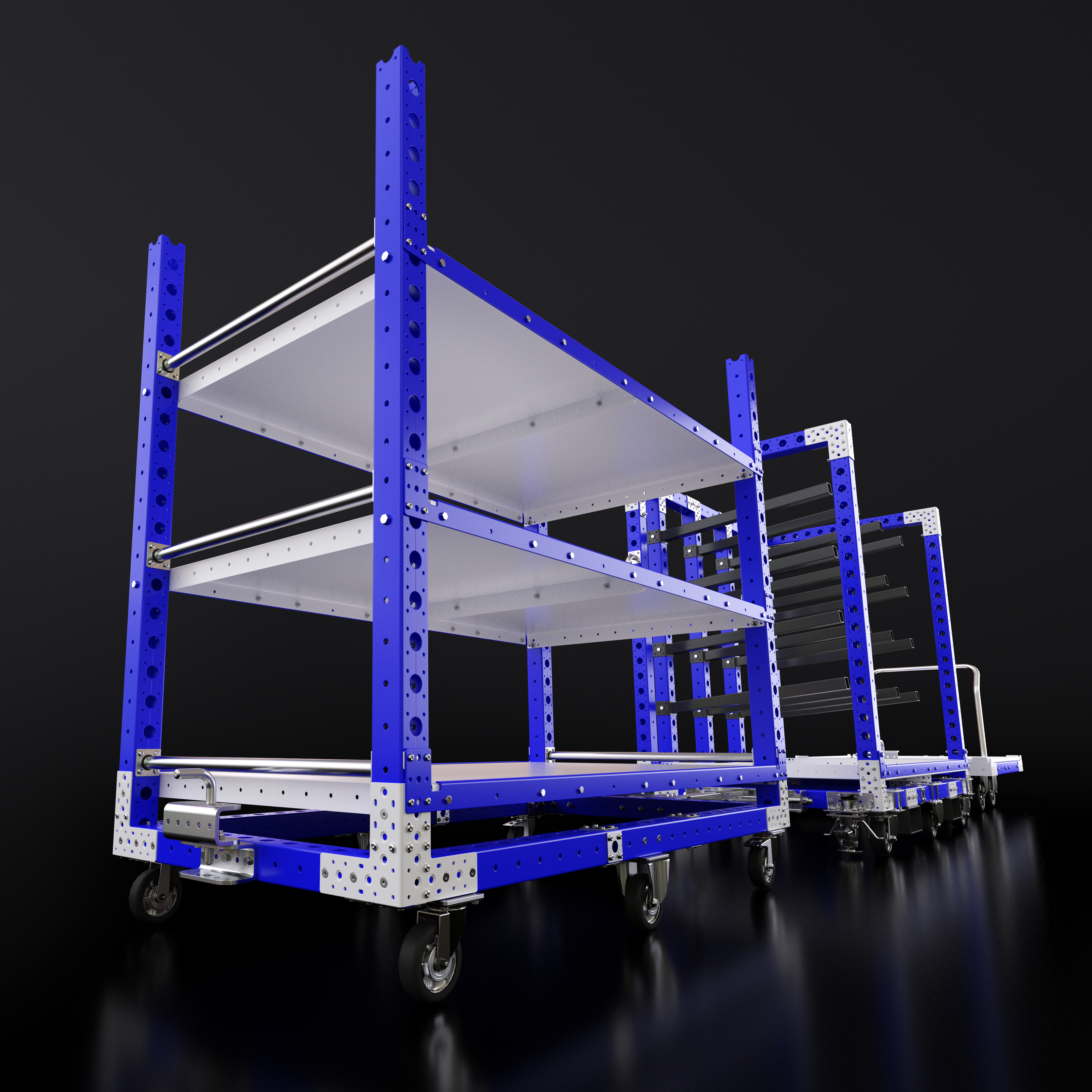 High res FlexQube carts with a black background
