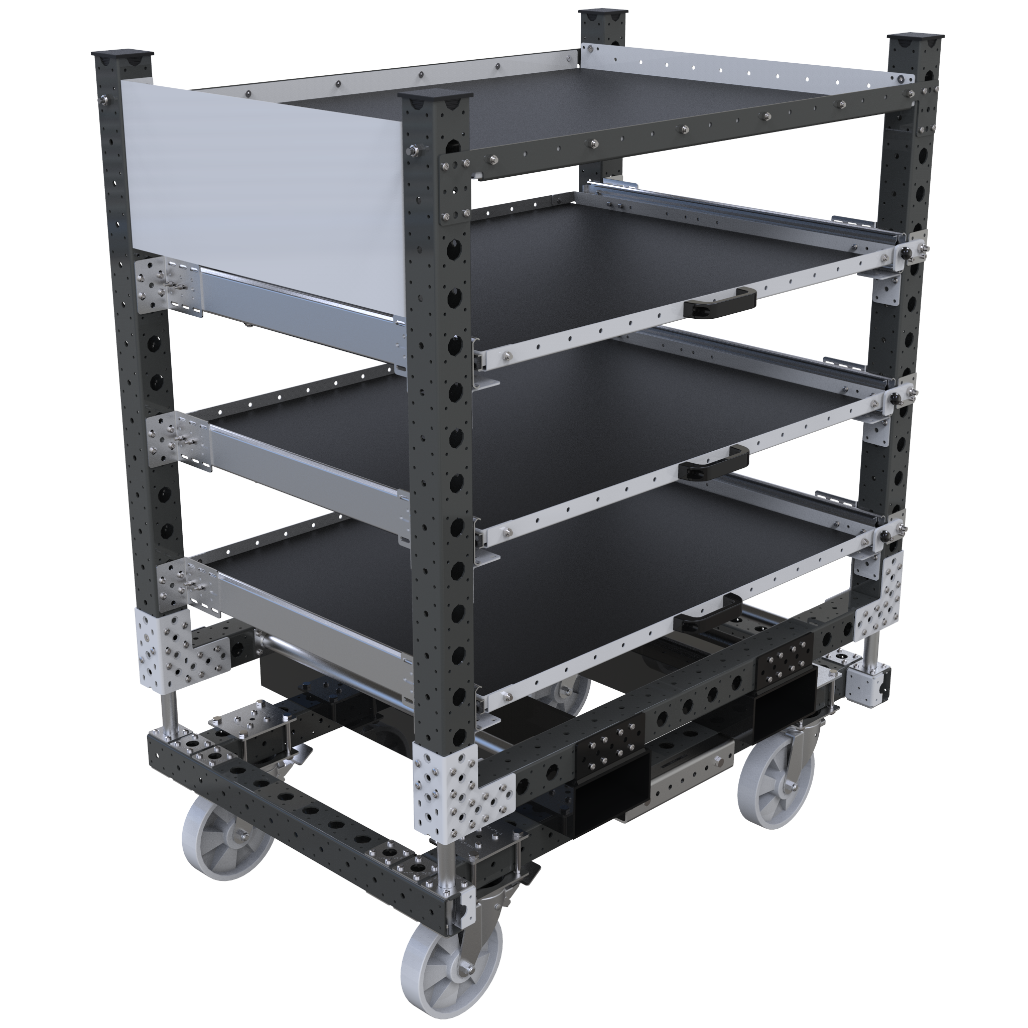 Four levels extendable shelf cart.