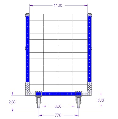 Fächerwagen für 280 × 120 mm Schlitze