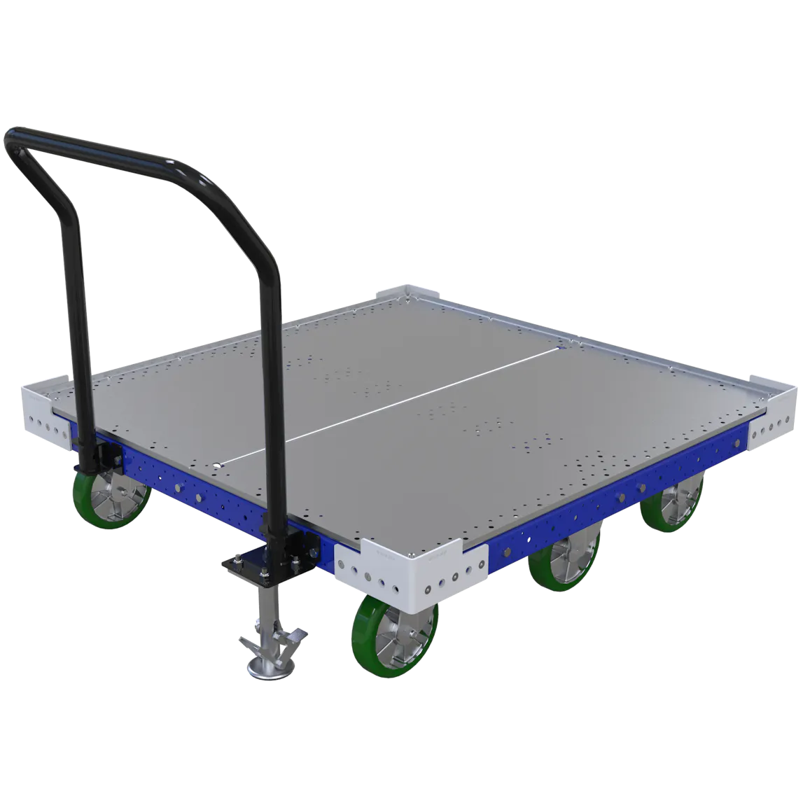 Push Cart Railing Push Cart 50 x 50 inch with Handle Bar and Floor Brake | FlexQube