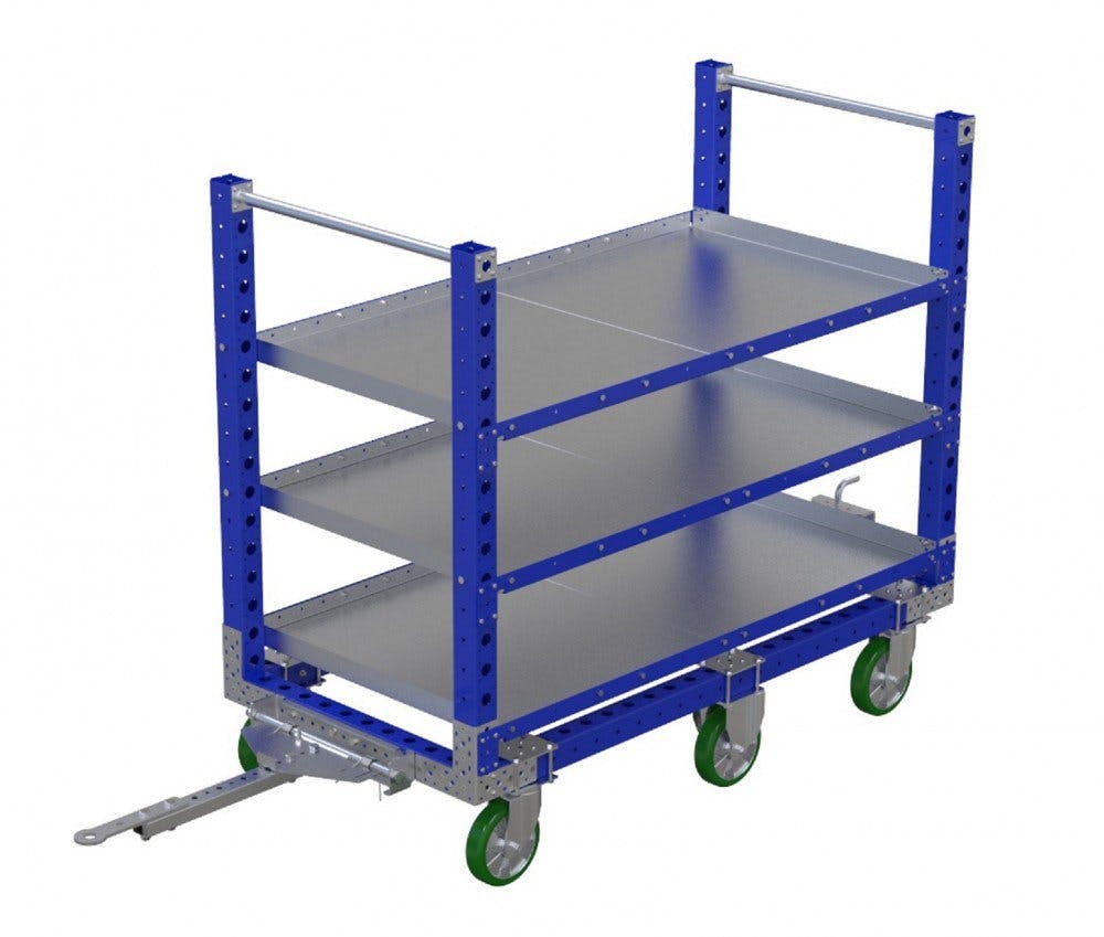 FlexQube flat shelf cart with tow bar