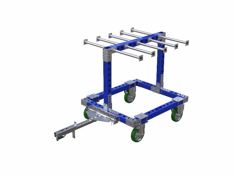 FlexQube hanging cart with foot release tow bar
