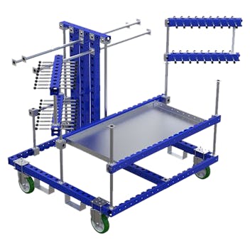 Carro para mangueras con brazos giratorios