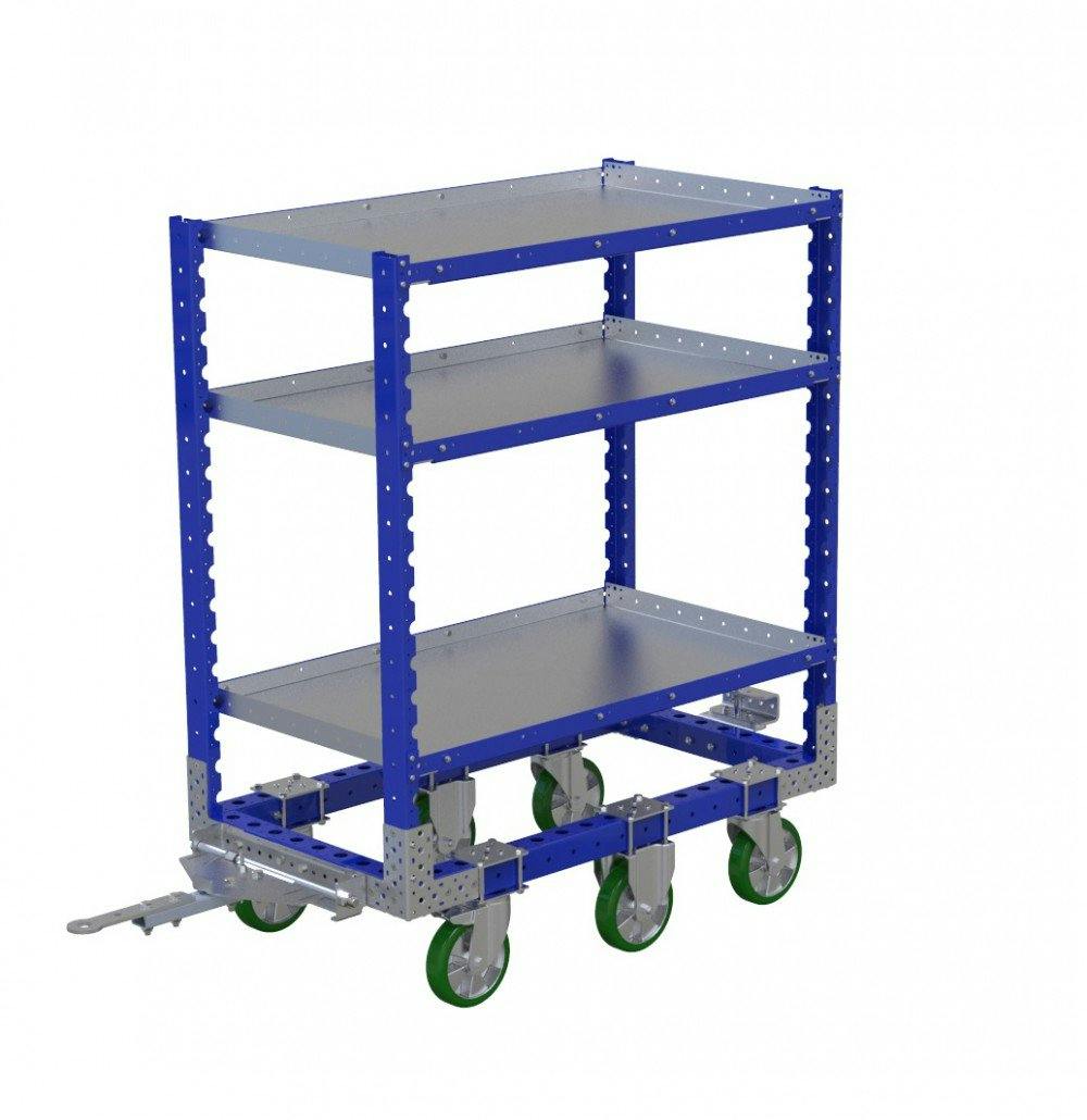 FlexQube flat shelf cart with tow bar