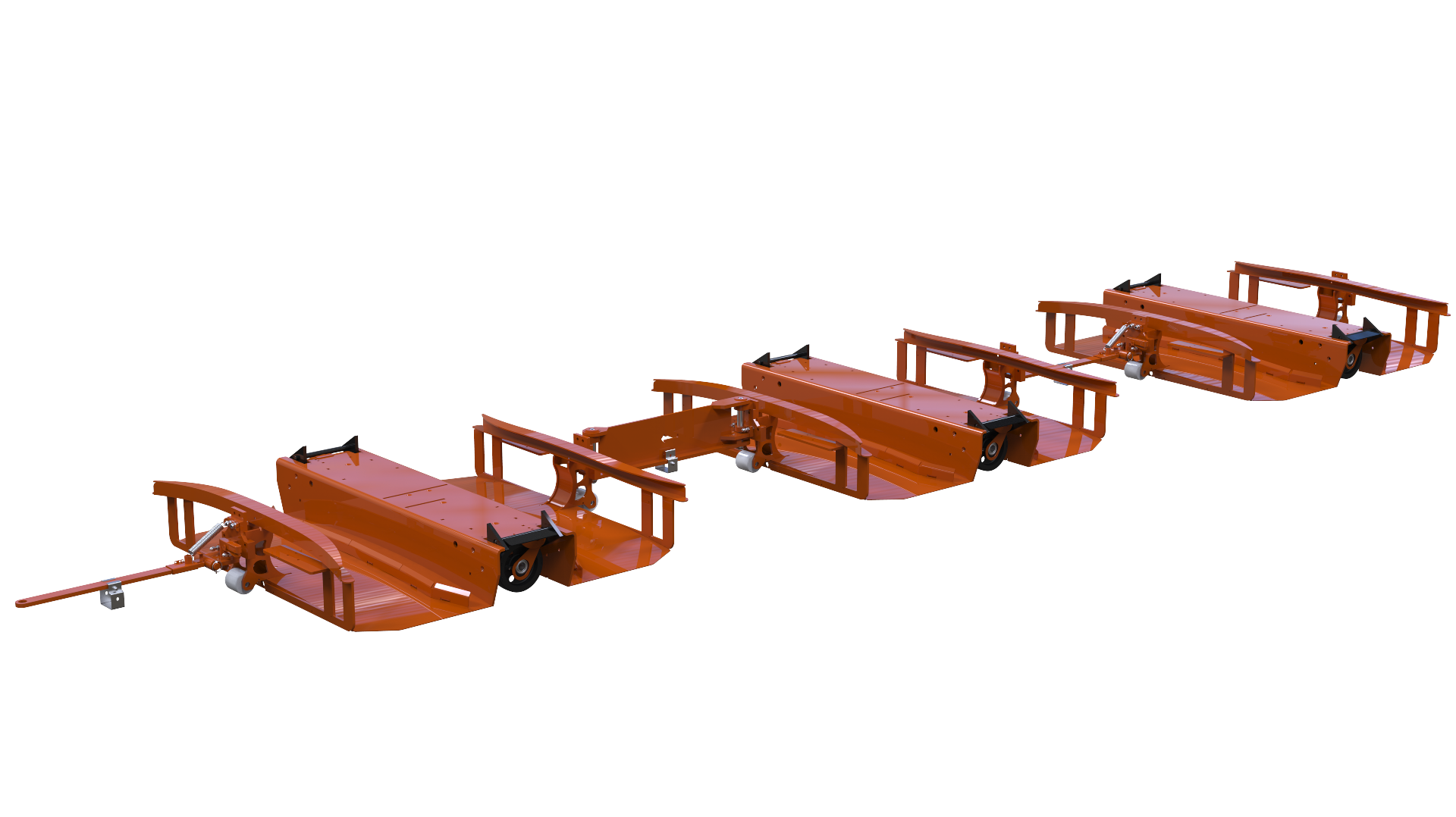 LiftRunner B Frame - Tugger Train System without FlexQube Pallets Cart in a train