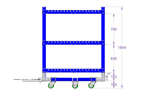Tuggable Flat Shelf Cart 55 x 41 inch