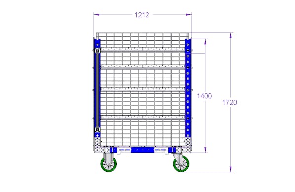 Shelf Cart with Fence 47 x 28 inch (1196 x 706 mm)