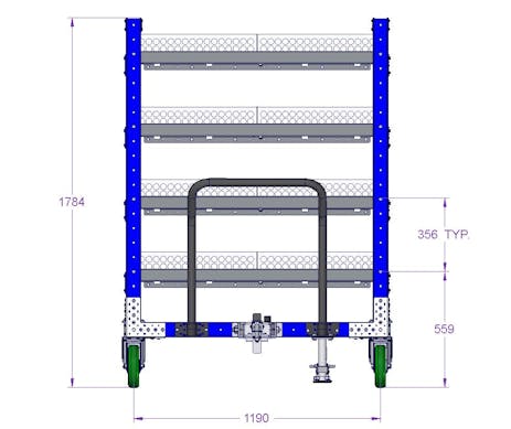 Shelf Cart W. Divider - 1260 x 3430 mm