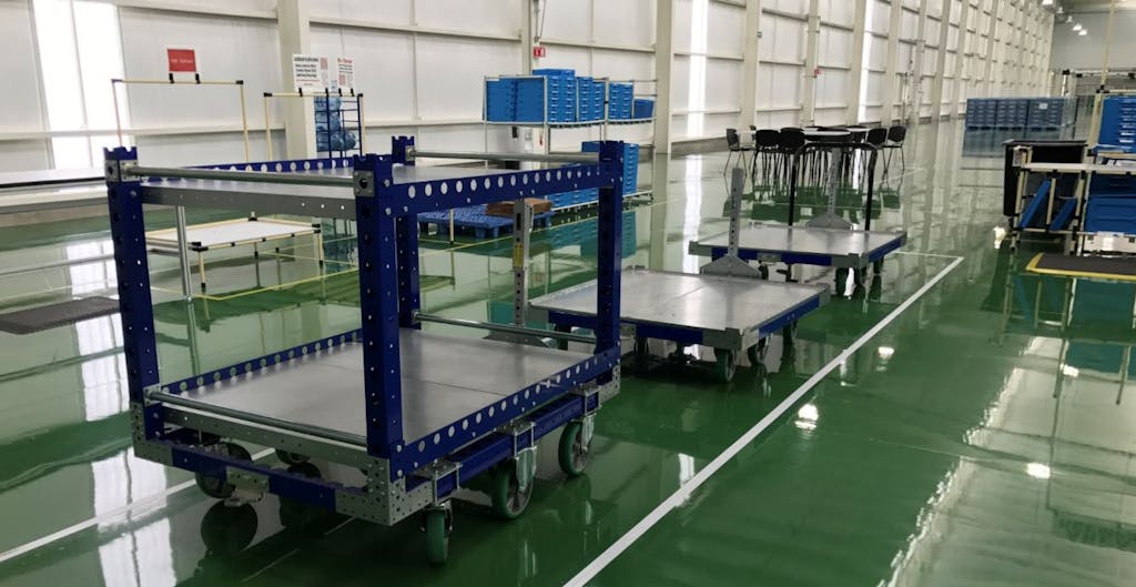 Carritos de remolque en la fabricación esbelta