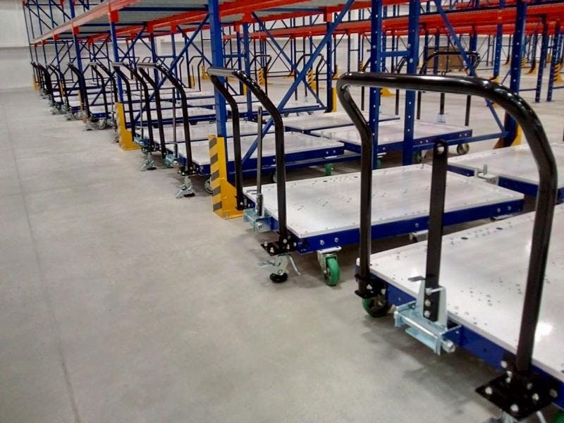 FlexQube push carts with steel flat deck