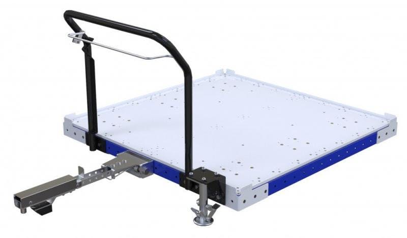 FlexQube Material Handling tugger cart with wire release tow bar