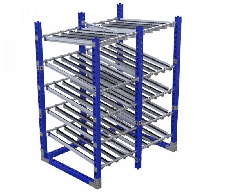 FlexQube Material Handling flow rack with rollers