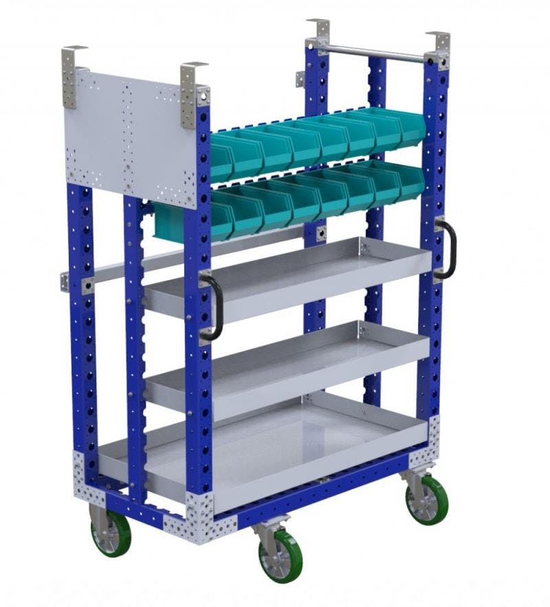 Industrial kit carts for a mother-daughter cart system by FlexQube