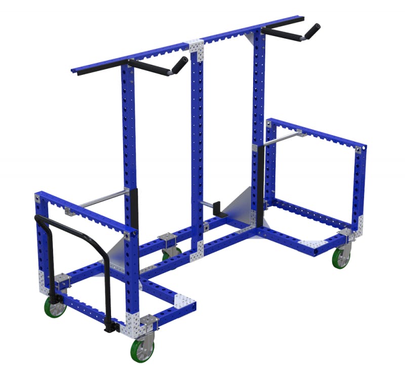 Material handling cart for hanging by FlexQube
