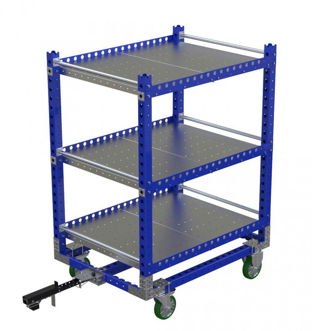 FlexQube modular industrial material handling flat shelf cart
