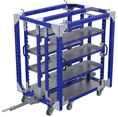 Modular & industrial material handling mother-daughter cart by FlexQube