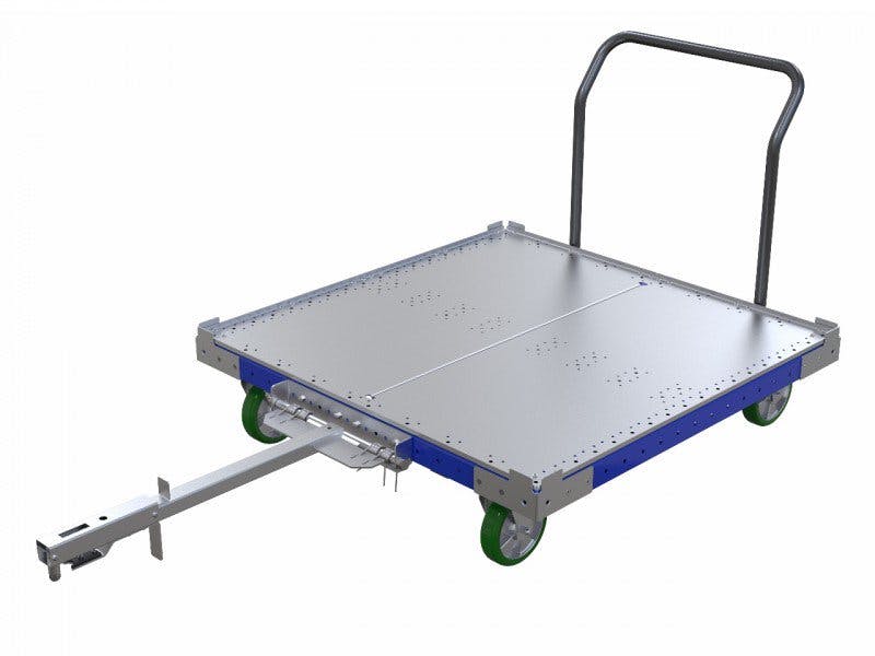 50 x 50 inch tugger cart with long tow bar and handlebar